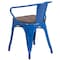 Flash Furniture Blue Metal Chair with Wood Seat and Arms, PK4 4-CH-31270-BL-WD-GG - alternate 4